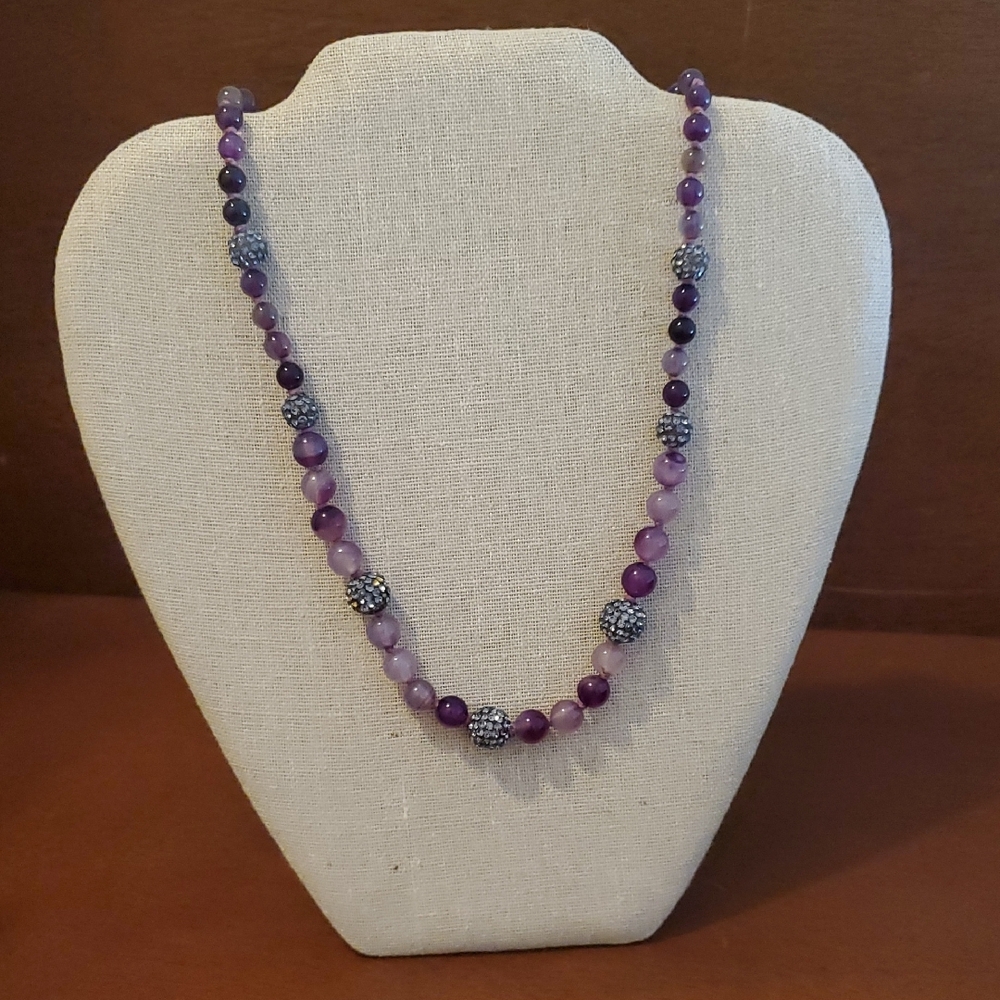 Amethest Knotted Bead Slide Necklace